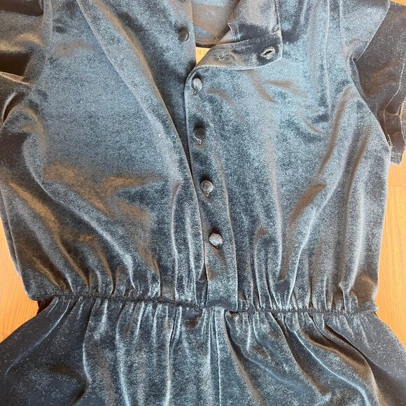 Vintage Zara Kids Velvet Wide-Leg Jumpsuit - Navy Blue - Like New - Size 13-14 - Picture 4 of 4